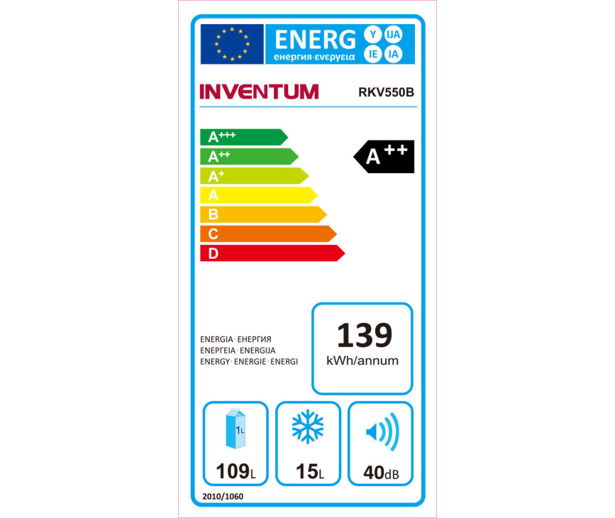 De Inventum RKV550B heeft een zuinig energieklasse A++ label