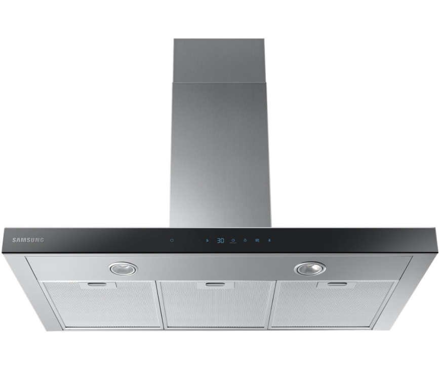 Onder de Samsung NK36N5703BS bevinden zich metalen vetfilters en heldere LED verlichting.