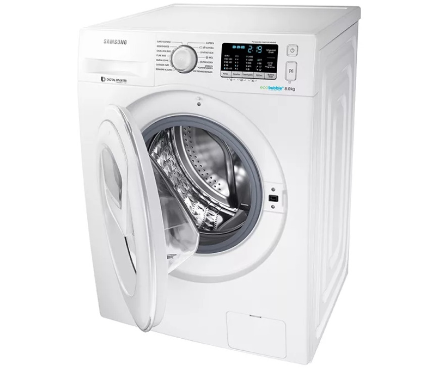De Samsung WW80K5400WW heeft een eenvoudige bediening met een draaiknop en enkele functietoetsen