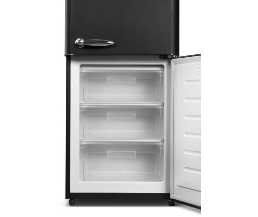 Schneider SCB300VB retro jaren 50 koelkast - mat zwart