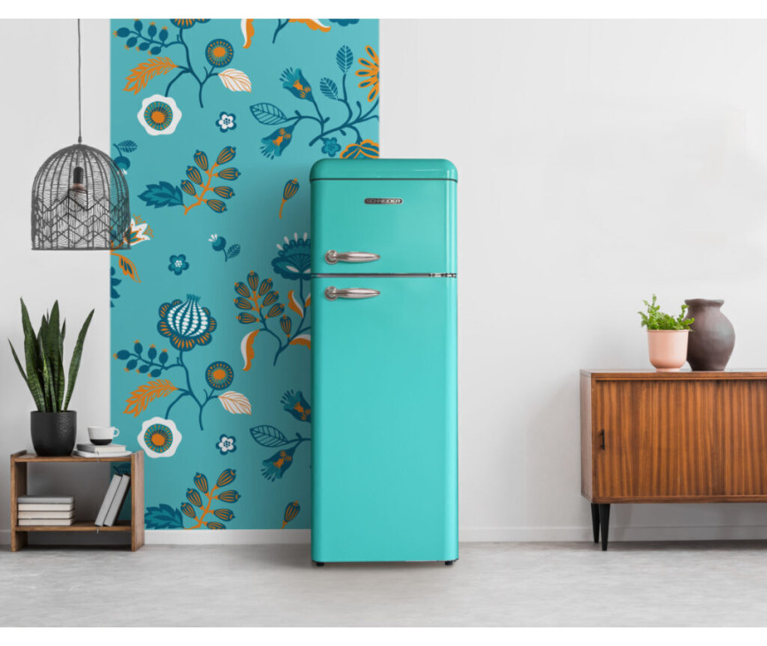 Schneider SCDD208VACA retro jaren 50 koelkast - blauw