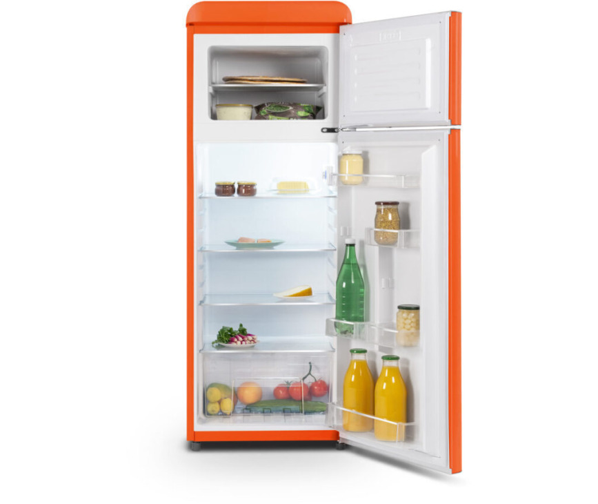 Schneider SCDD208VFLO retro jaren 50 koelkast - oranje