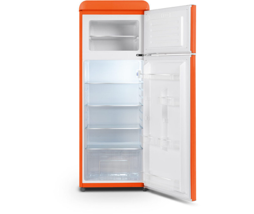 Schneider SCDD208VFLO retro jaren 50 koelkast - oranje