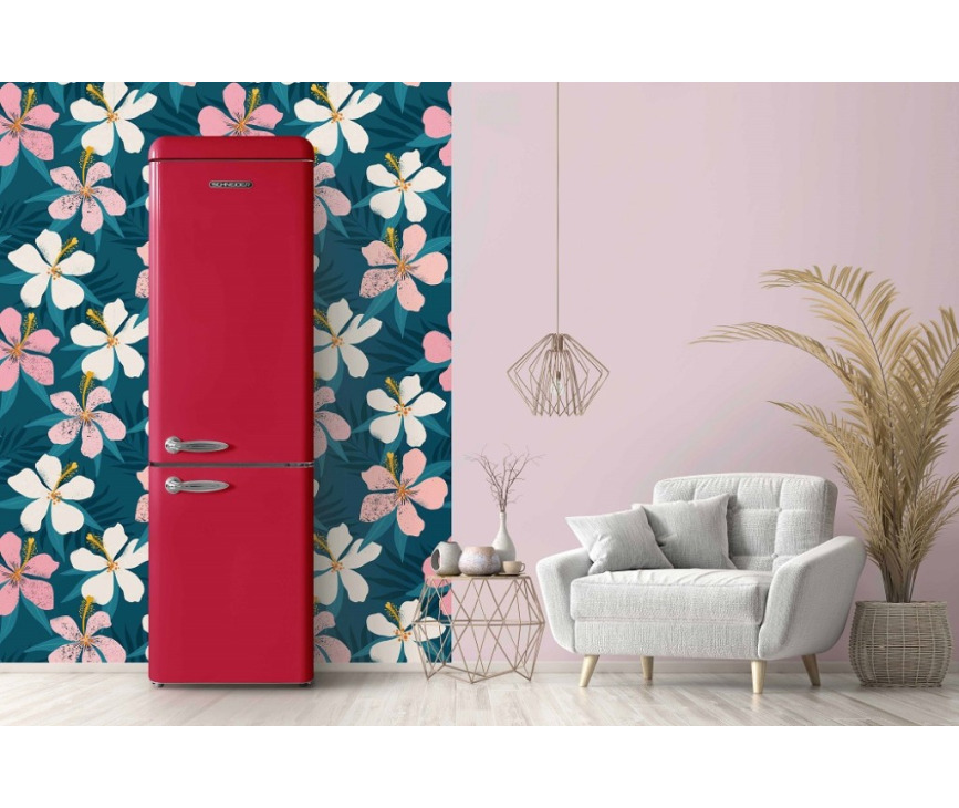 Schneider SCCB250VHAW retro jaren 50 koelkast - hawaii rood