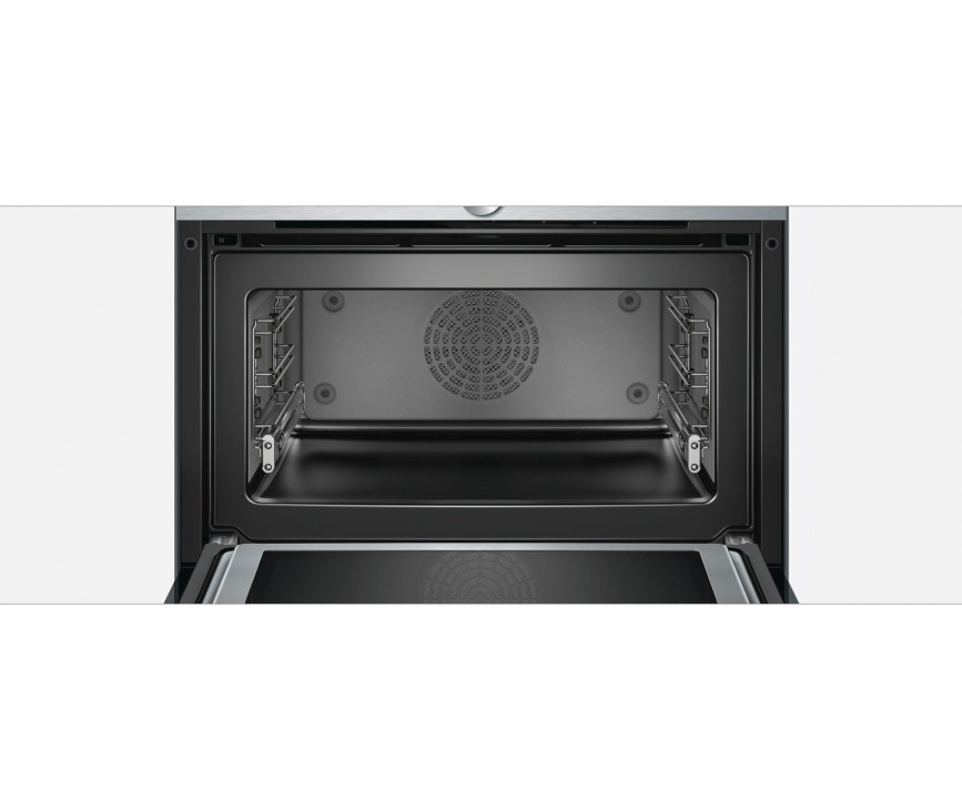 Foto van de binnenzijde van de Siemens CM656NBS1 oven met magnetron