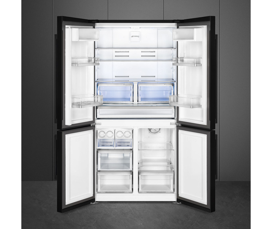 Smeg FQ60NDF side-by-side koelkast - zwart - 4-deurs