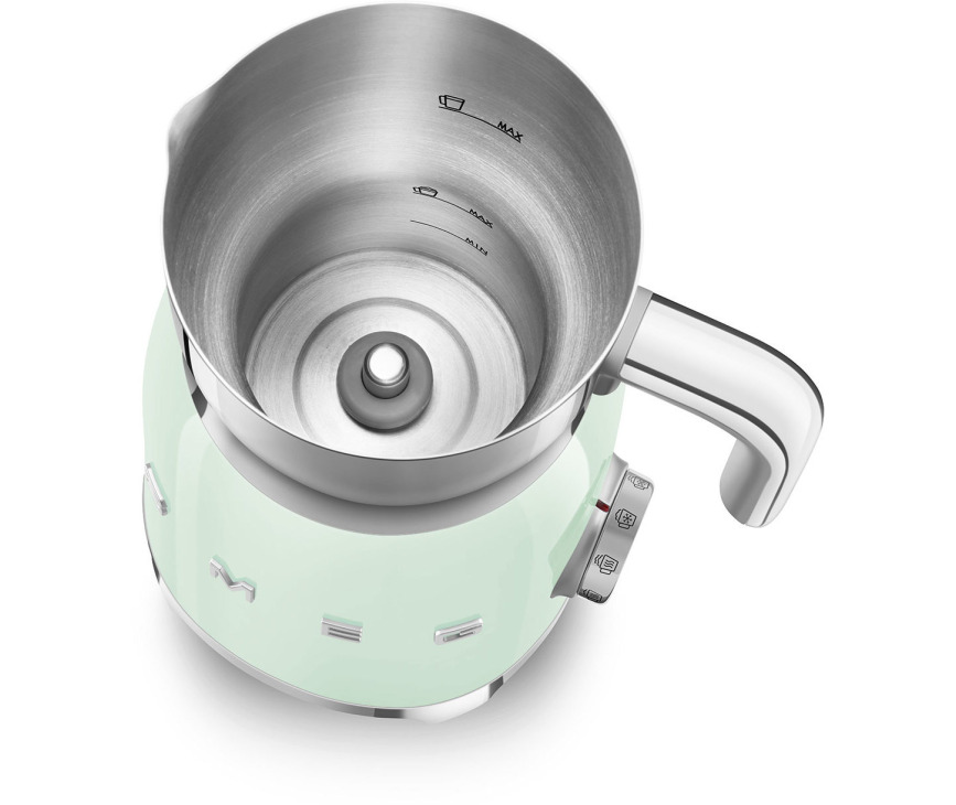 De Smeg MFF01PGEU melkopschuimer is eenvoudig te bedienen