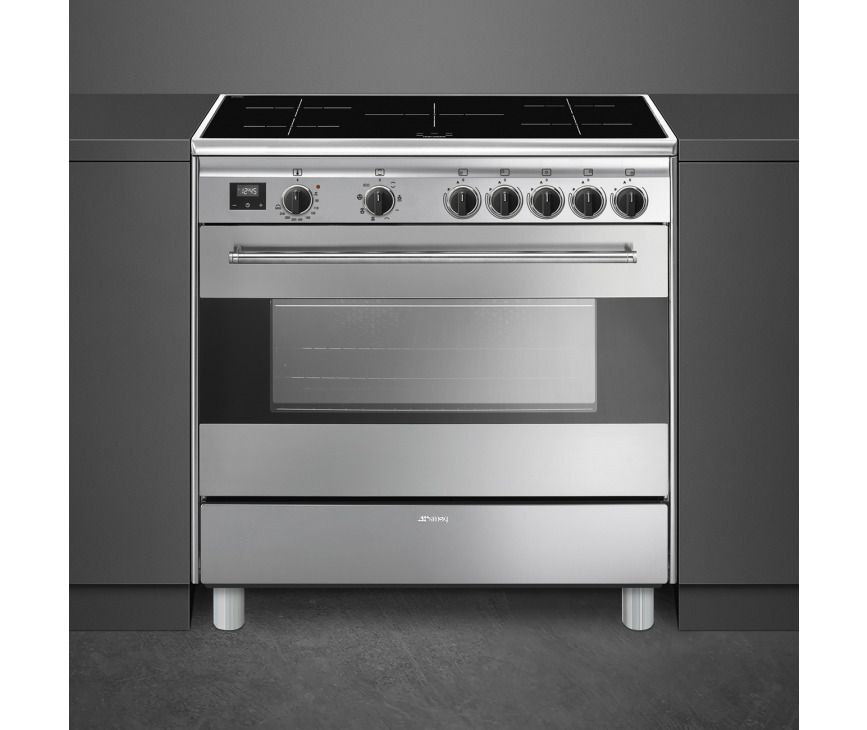 Smeg BG91IX2 inductie fornuis - roestvrijstaal