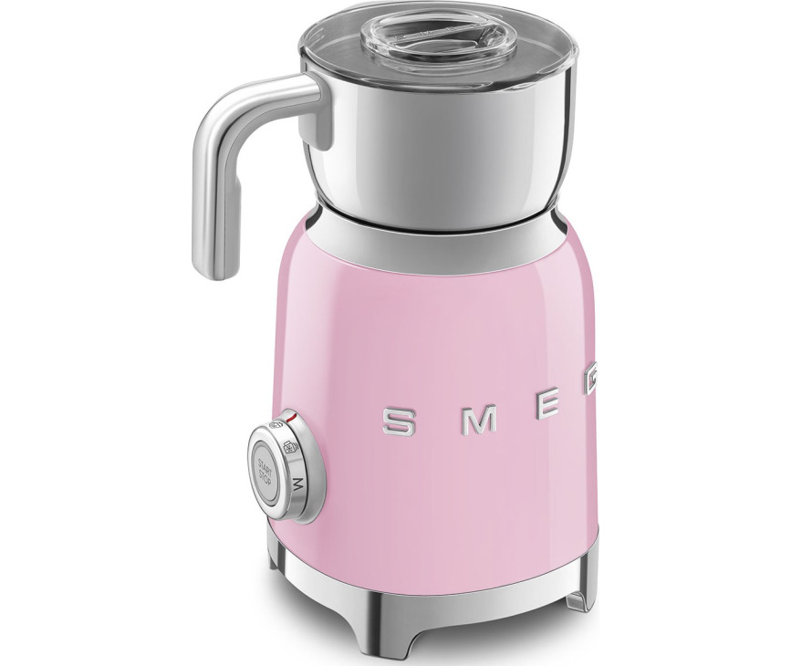 De Smeg MFF01PKEU melkopschuimer is eenvoudig te bedienen door de draaiknop op de zijkant