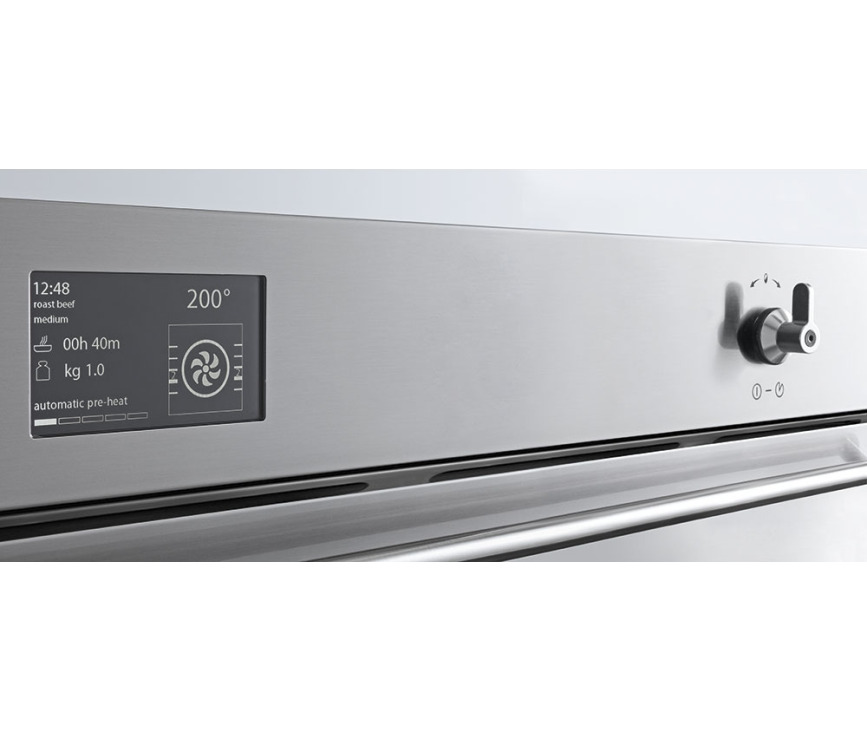 De Smeg SFP9395X1 heeft een eenvoudige bediening ondersteund met een LCD display