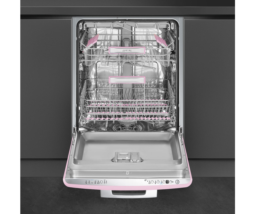 De ST2FABPK2 vaatwasser van SMEG beschikt over de kenmerkende retro jaren 50 design