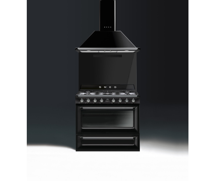 Smeg TR90NNLK2 gas fornuis - zwart - 90 cm