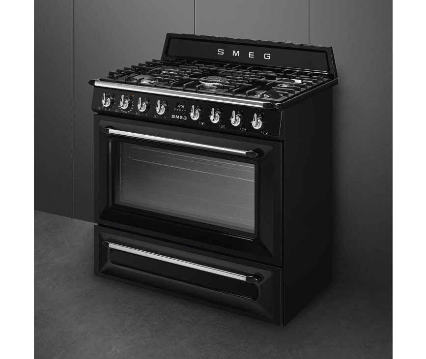Smeg TR90NNLK2 gas fornuis - zwart - 90 cm
