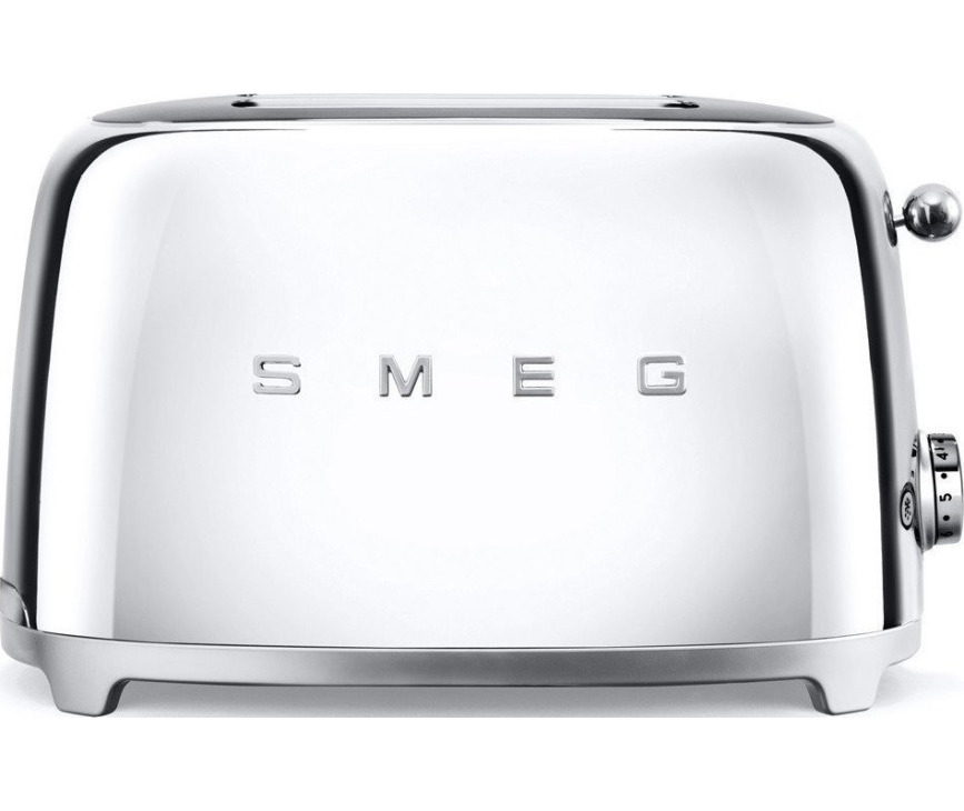 De Smeg TSF01SSEU broodrooster chroom is uitgevoerd in het jaren 50 retro design
