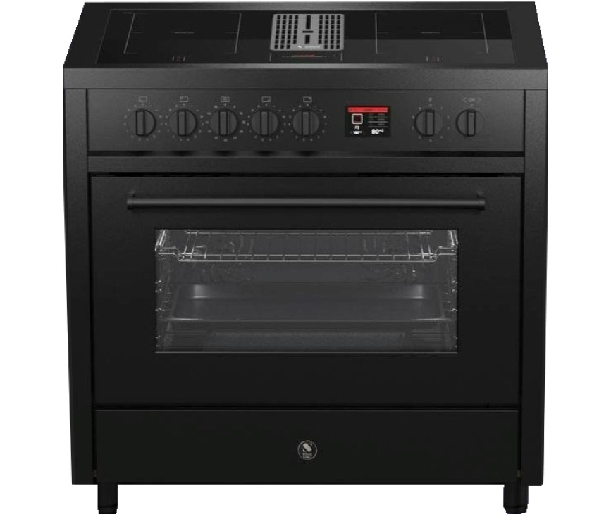 STEEL fornuis inductie met afzuiging zwart Mistral EQ9F-4FIK NF