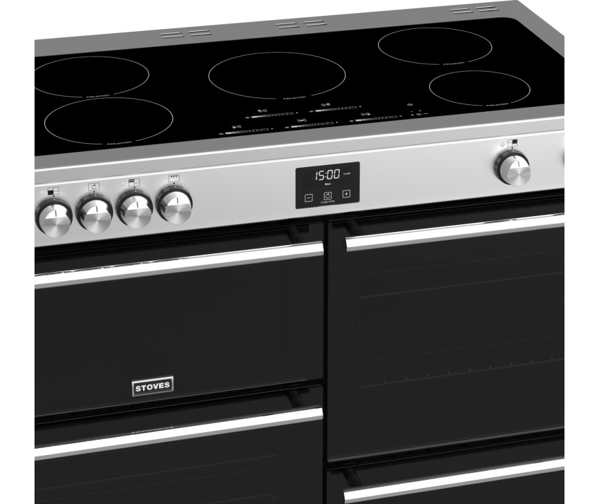 De bediening van de ovens bevindt zich op het rvs bedieningspaneel