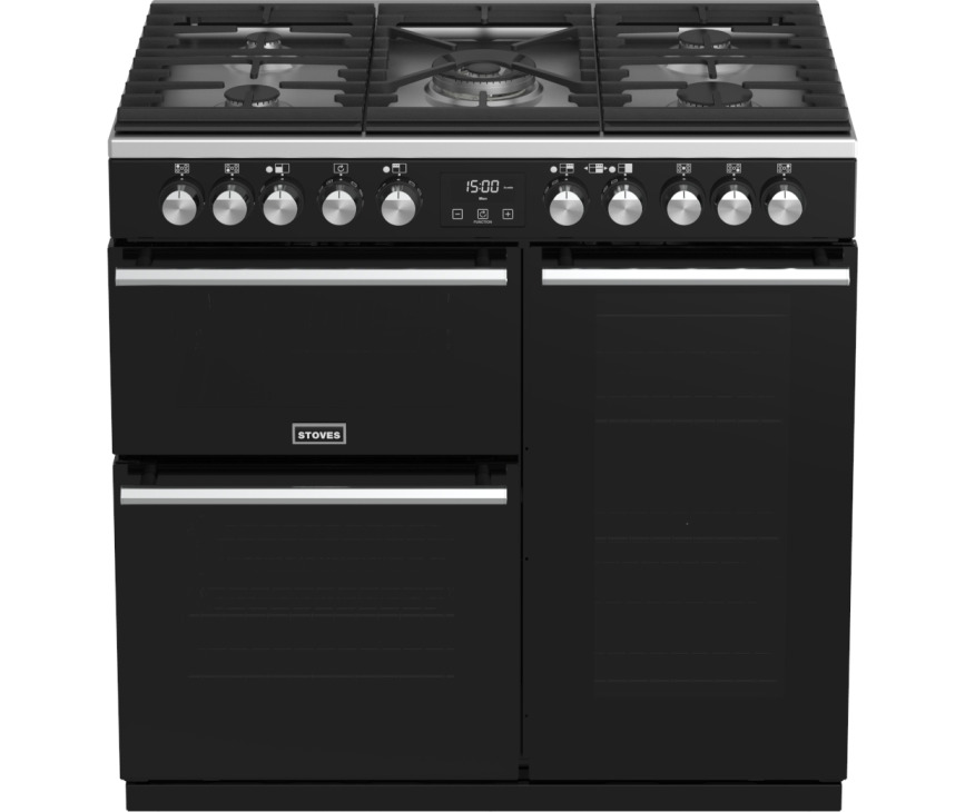 De ovenruiten van het Stoves Precision DX S900DF EU BK zwart fornuis zijn geblindeerd