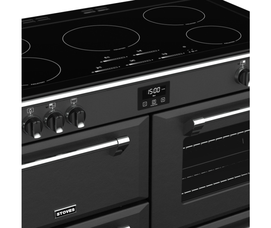 De Stoves Stoves Richmond DX S1100Ei CB Ant antraciet inductie fornuis heeft vijf inductiezones