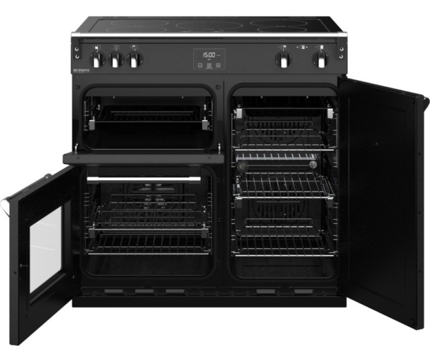 De rechter oven van de Stoves Richmond DX S900Ei CB Ant antraciet inductie fornuis is in tweeën te delen