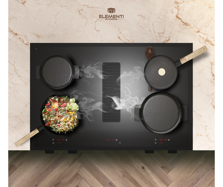 Elementi di Cucina IC9034-WT-IX-B inductie fornuis met afzuiging - wit - klassiek