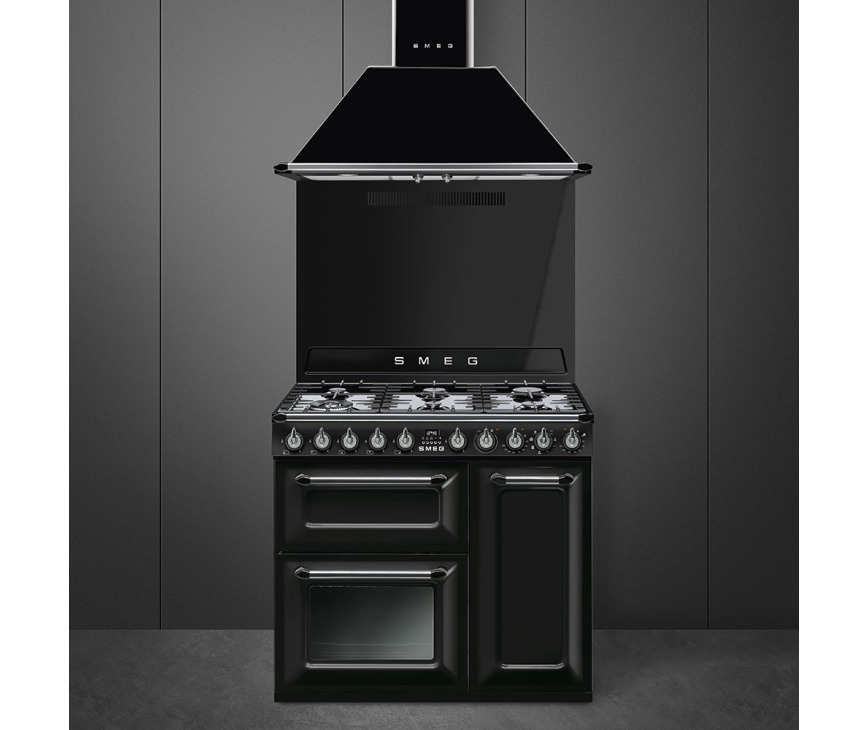 Smeg TR93NNLK fornuis - zwart - 3 ovens - 90 cm. breed