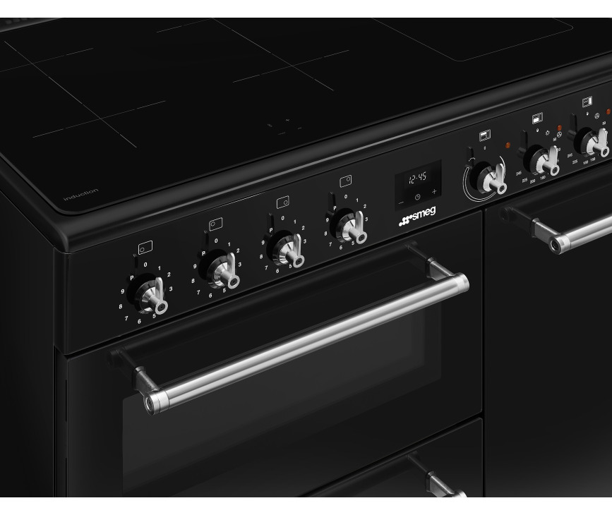 Smeg CX93IMBL inductie fornuis met 3 ovens - zwart - 90 cm. breed