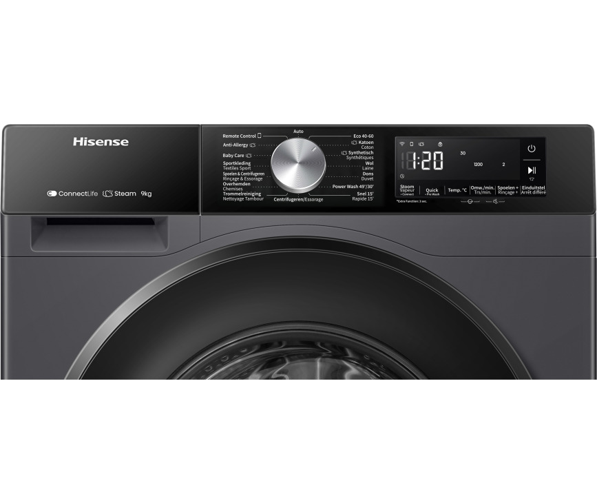 Hisense WF3S9043BB3 wasmachine - zwart