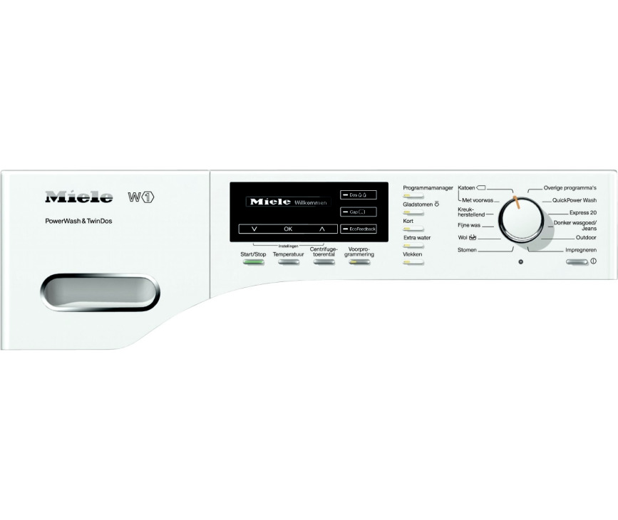 Bedieningspaneel van de Miele WMH 260 WPS wasmachine