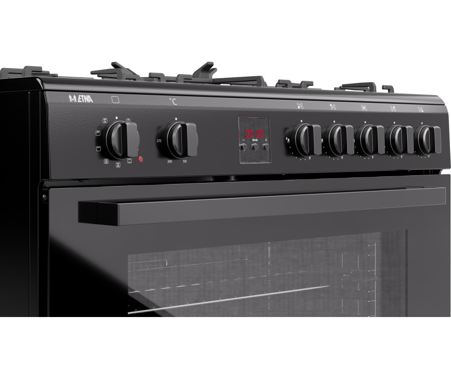 Etna FG190ZWA gas fornuis zwart - 90 cm. breed