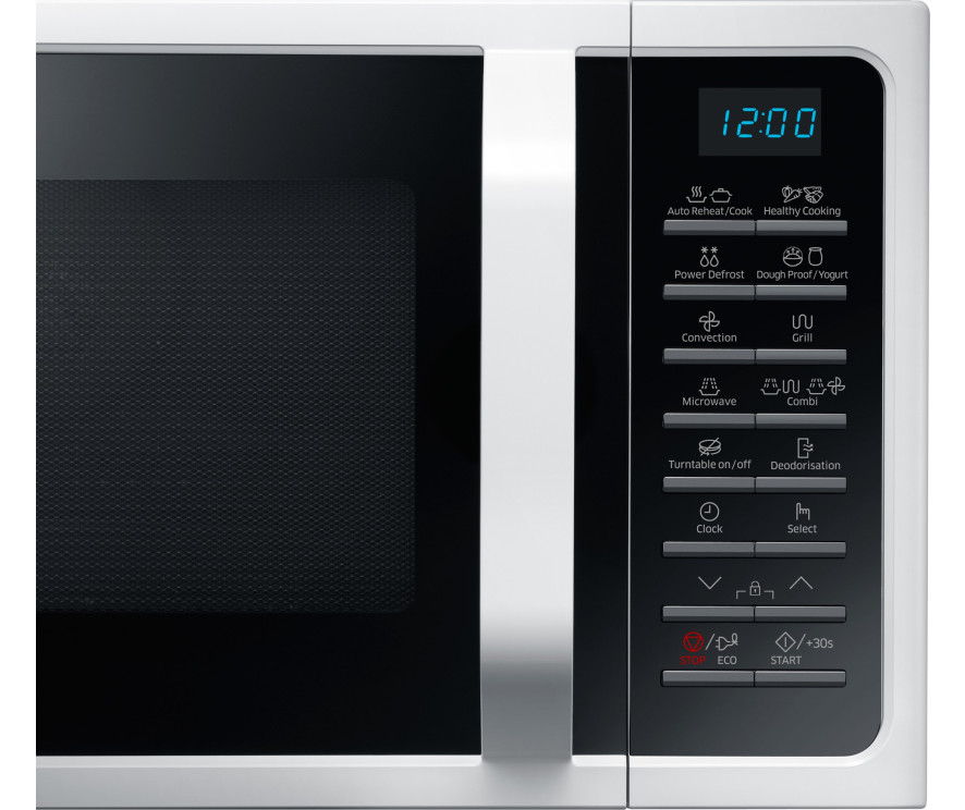 De bedieningspaneel van de Samsung MC28H5015AW is voorzien van drukknoppen