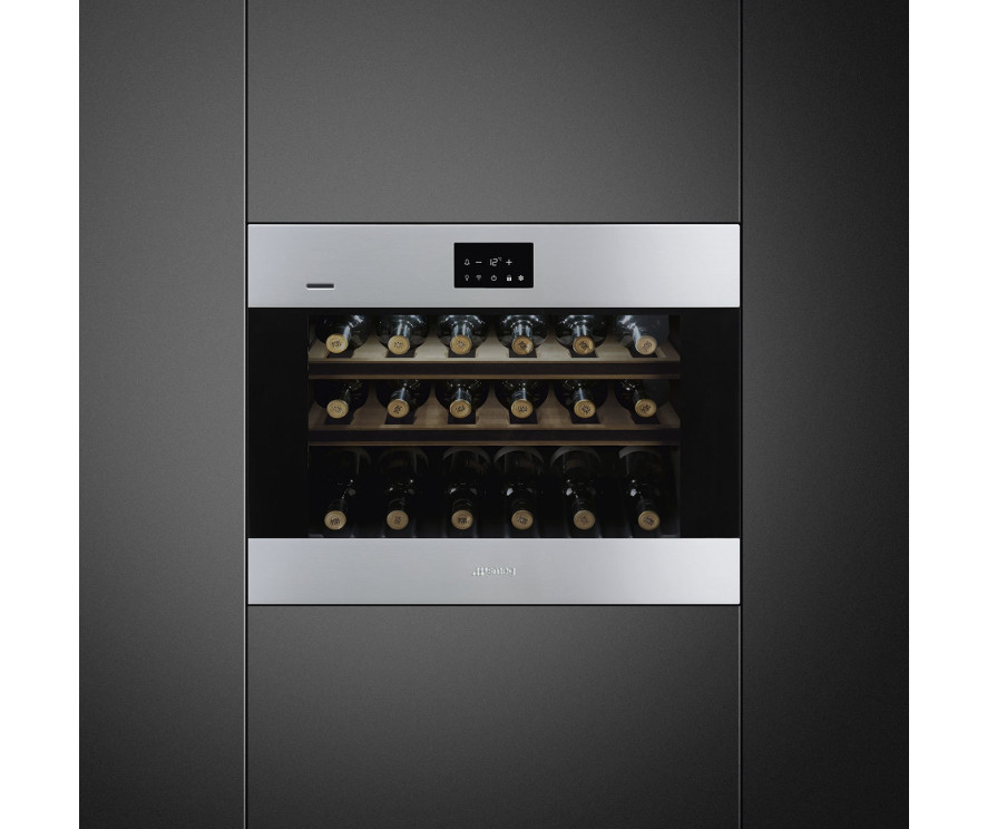 Smeg CVI318RWX2 inbouw wijnkoelkast / wijnklimaatkast - nis 45 cm. - linksdraaiend
