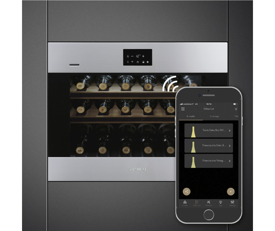 Smeg CVI318RWX2 inbouw wijnkoelkast / wijnklimaatkast - nis 45 cm. - linksdraaiend