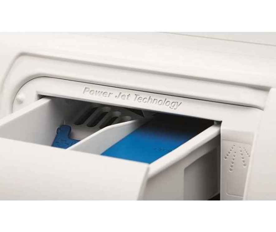 Dankzij het PowerJet systeem in de Zanussi ZWF81663W heeft u een betere oplossing van zeep e.d.