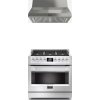 FULGOR MILANO rvs set 91,3 cm: gas-gas fornuis FF36GG + afzuigkap FH36