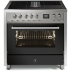 STEEL fornuis inductie met afzuiging Mistral EQ9F-4FIK