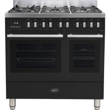 Boretti MFBG902ZW/2 fornuis met dubbele oven - zwart - Milano