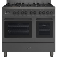 Boretti MLG96DMAT gas fornuis met dubbele oven - antraciet