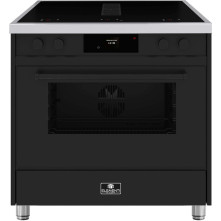 Elementi di Cucina IM9034-MZ-IX-B fornuis met inductie en geïntegreerde afzuiging – 90 cm breed in mat zwart design