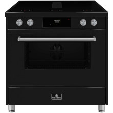 Vrijstaand inductiefornuis met afzuiging 90 cm zwart – Elementi di Cucina IM9034-ZW-S