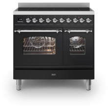 ILVE PDI096NE3/BK inductie fornuis - 2 ovens - 90 cm. - glanzend zwart