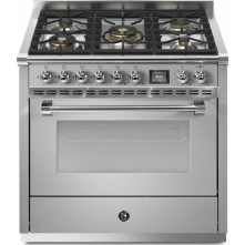 Vrijstaand RVS fornuis met 5 gaspitten en multifunctionele oven - Steel AP9F-4M