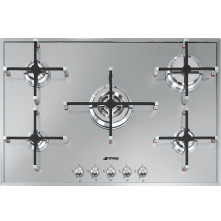 Smeg PX7502NLK inbouw gas kookplaat - 74 cm. breed - rvs