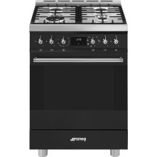 De Smeg C6GMMBNLK2 is een 60 cm. breed gas fornuis in matzwart met 4 branders