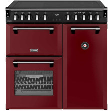 Klik en bekijk de Stoves Richmond 90 EI DX RTY Garnet Red Stoves Richmond 90 Ei DX RTY inductie fornuis - rood - Deluxe