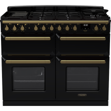 Falcon Estel Deluxe 110 zwart gasfornuis met sudderoven en gietijzeren pandragers