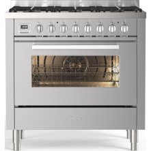 Ilve L096WSCM3/SS gas fornuis rvs - 90 cm. breed