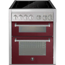 Klik en bekijk de STEEL Genesi GQ7SF-4I bordeaux Steel GQ7SF-4I inductie fornuis met dubbele oven - 70 cm breed