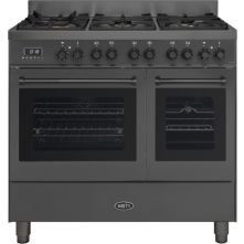 Boretti MLG96DMAT gas fornuis met dubbele oven - antraciet
