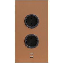 Caressi 2ST20 + USB Copper energiezuil - koper kleur