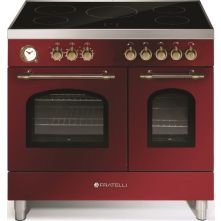 Fratelli VE2920I5FEMBUB inductie fornuis - 2 ovens - wijn rood - brons beslag